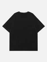 Gewaschenes T-Shirt mit Loch-Buchstaben-Print